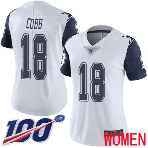 Women Dallas Cowboys Limited White Randall Cobb #18 100th Season Rush Vapor Untouchable NFL Jersey->women nfl jersey->Women Jersey